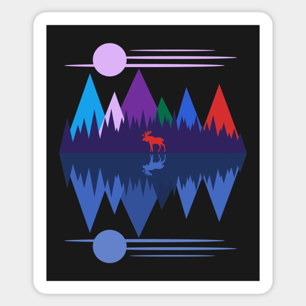 Moose In The Moonlight #2 Sticker by RockettGraph1cs